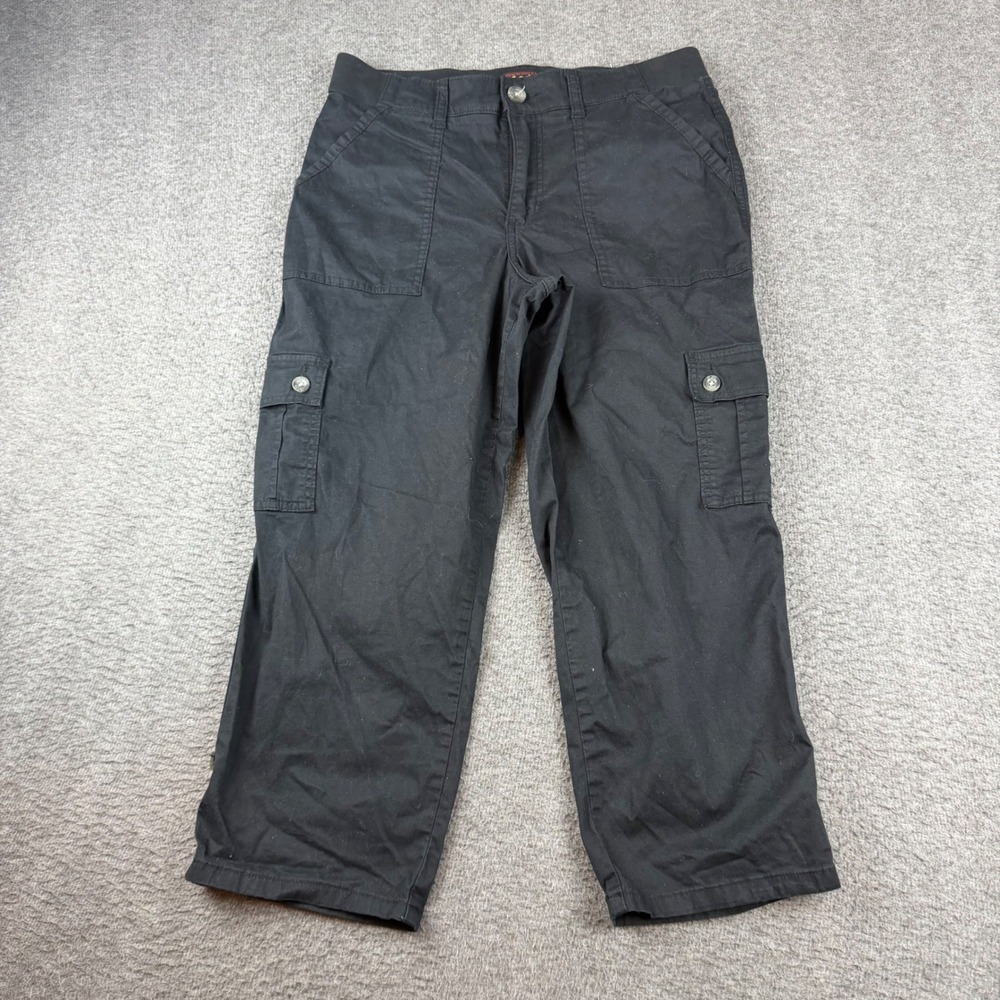 Lee Cargo Pants Women's 8 Black Straight Leg Mid Rise Stretch Utility Trousers